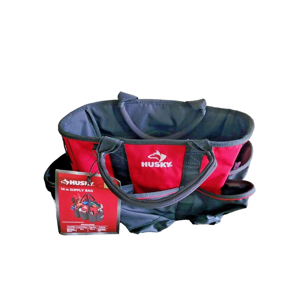 Husky Supply Tool Bag 14 inch 15 Pocket 25lb Load Weather Resistant Carry Tote